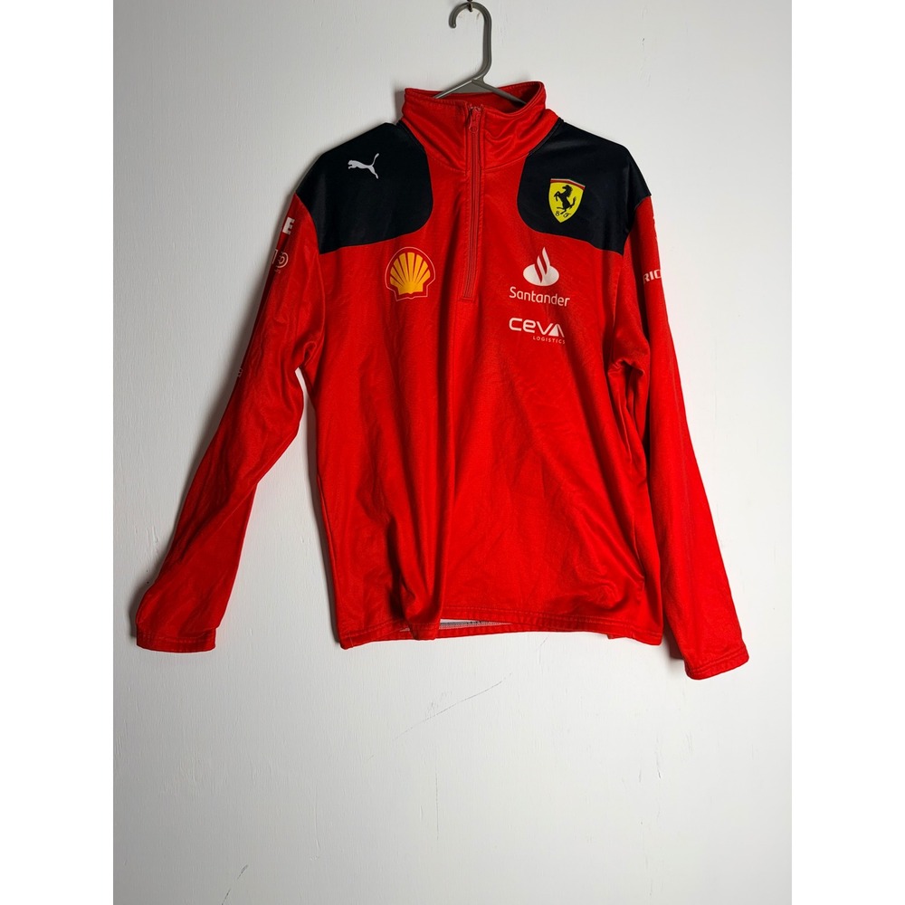 Puma Ferrari F1 Charles Leclerc 16 Quarter Zip Pullover Red Black Mens Large